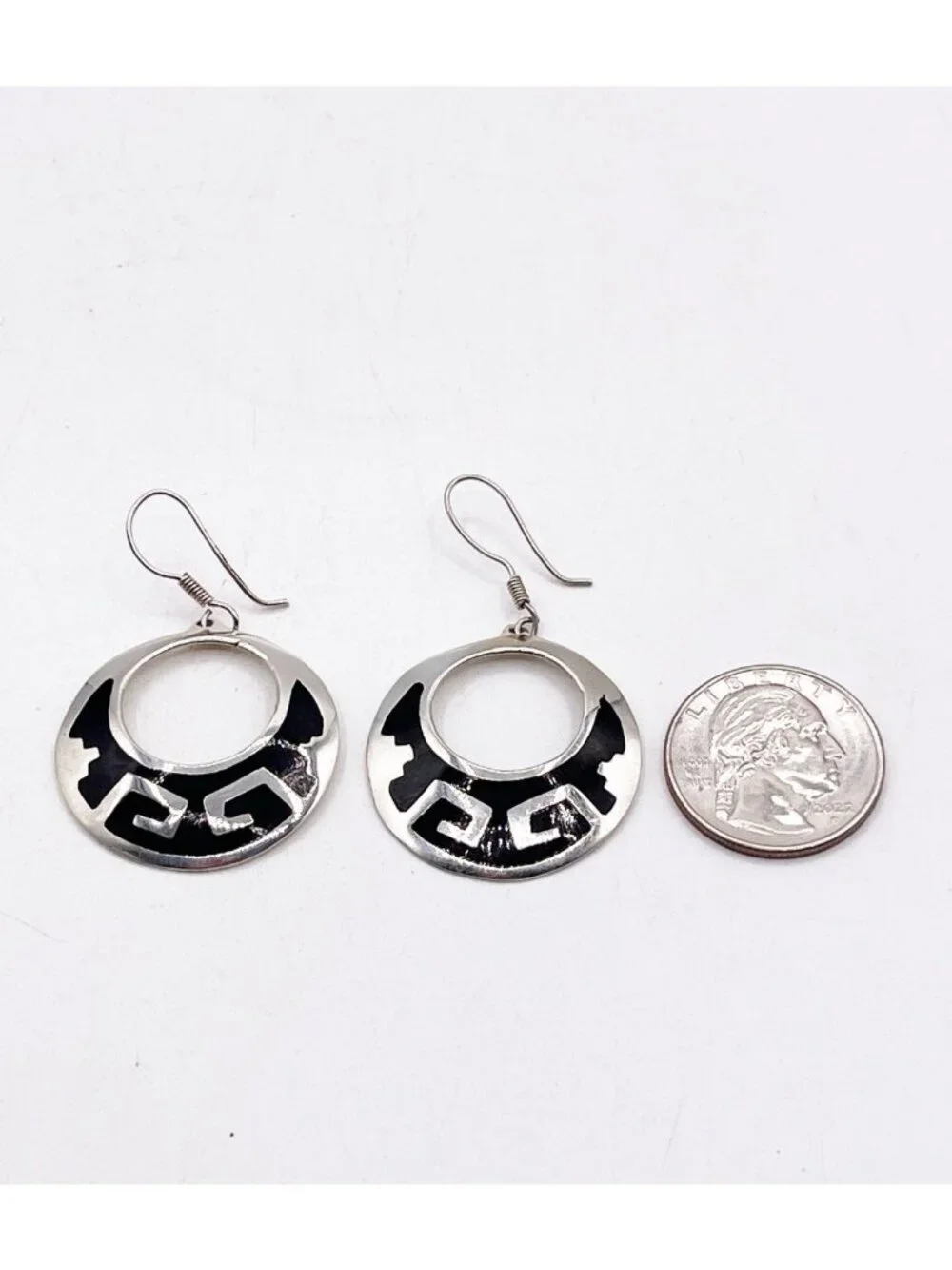 Vintage Taxco T8-55 Mexico 925 Sterling Silver 1 1/4” Dangle/Drop Earrings